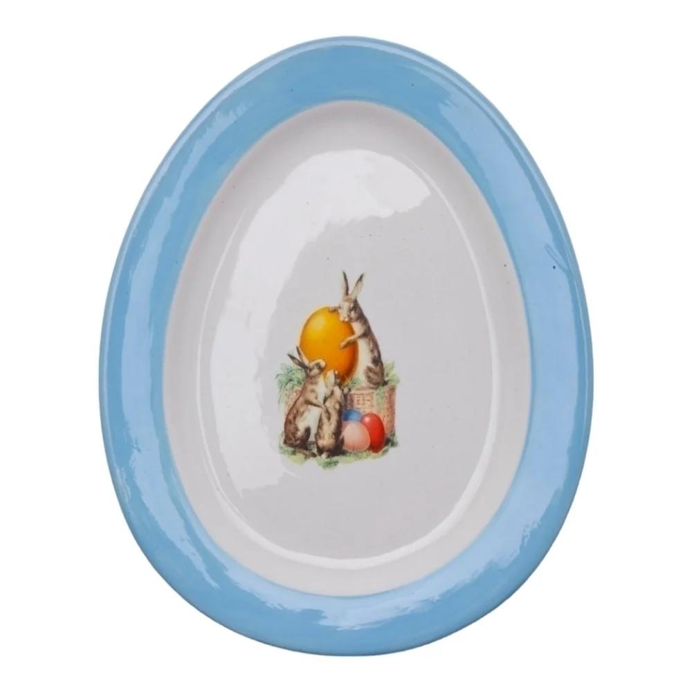 Williams Sonoma Ceramic Pink And Blue Easter Plates - Set of 2